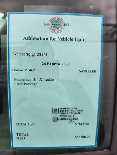 2026 Chevrolet Express Cargo WT